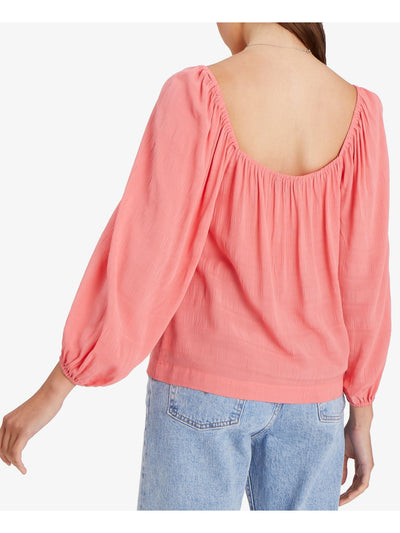 SANCTUARY Womens Pink Pleated Balloon Sleeve Square Neck Top XXS