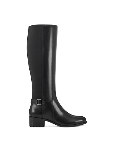 EASY SPIRIT Womens Black Wide Calf Arch Support Chaza Round Toe Block Heel Leather Riding Boot 11 M WC