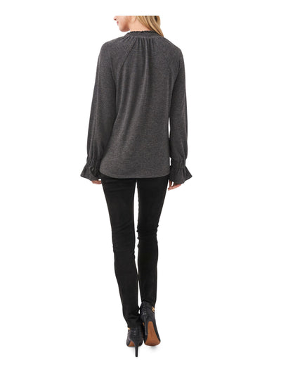 VINCE CAMUTO Womens Smocked Balloon Sleeve Bell Cuffs Split Top