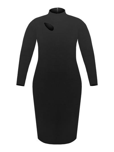 RACHEL RACHEL ROY Womens Stretch Cut Out Zippered Unlined Long Sleeve Mock Neck Midi Wear To Work Sweater Dress