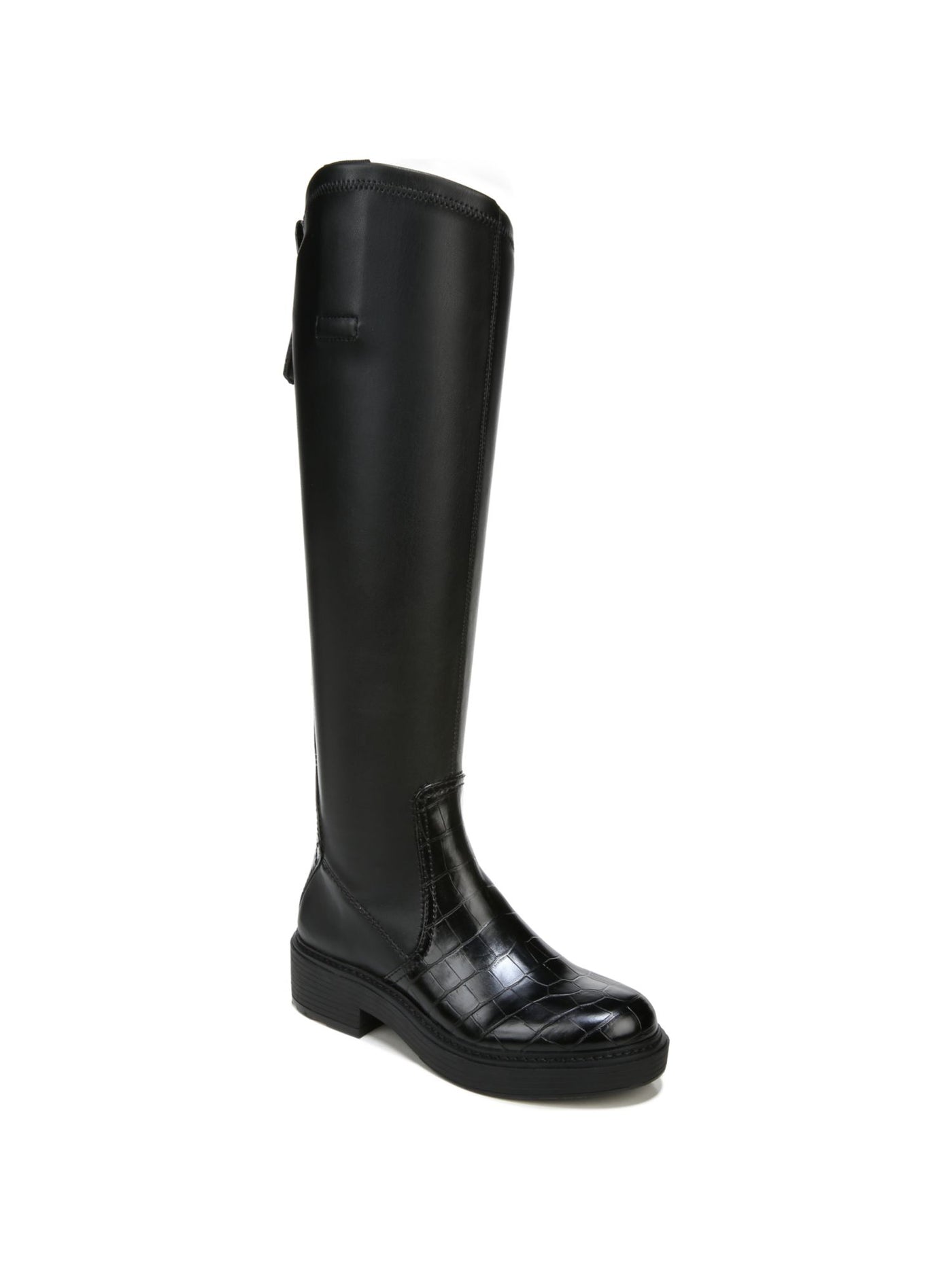 FRANCO SARTO Womens Black Mixed Media 1" Platform Pull Tabs Padded Keaton Round Toe Block Heel Zip-Up Boots Shoes 7 M