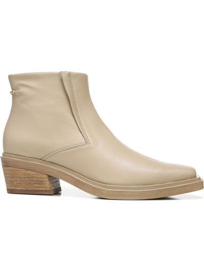 FRANCO SARTO Womens Beige Stretch Padded Forta Square Toe Block Heel Zip-Up Booties 8 M