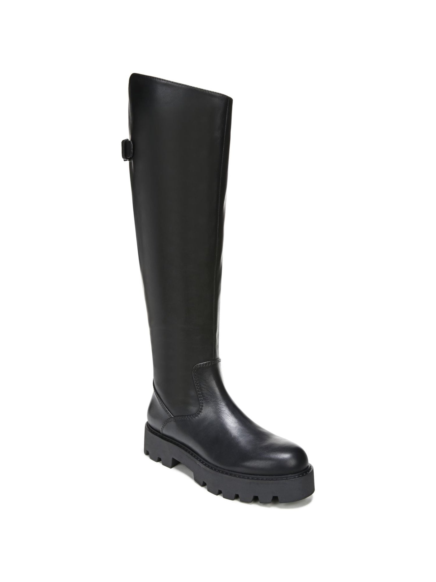 FRANCO SARTO Womens Black Wide Calf Balinboot Round Toe Block Heel Zip-Up Leather Riding Boot 6.5 M WC