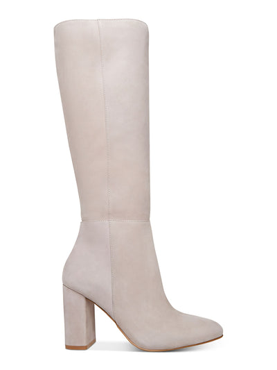 STEVE MADDEN Womens Ivory Padded Ninny Pointed Toe Block Heel Zip-Up Leather Dress Boots 8.5 M