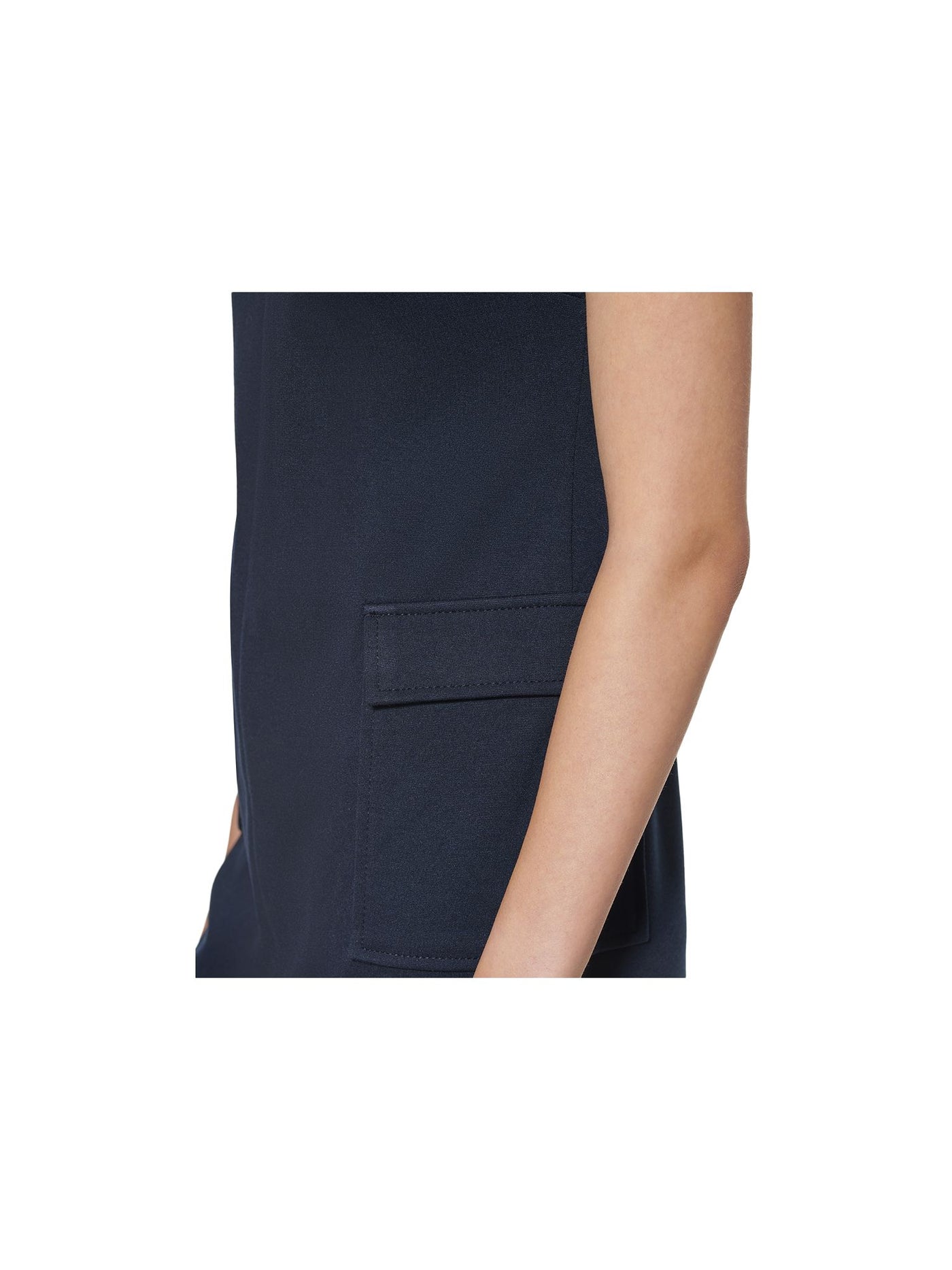 CALVIN KLEIN Womens Zippered Pocketed Keyhole Front Short Sleeve Mock Neck Short A-Line Dress