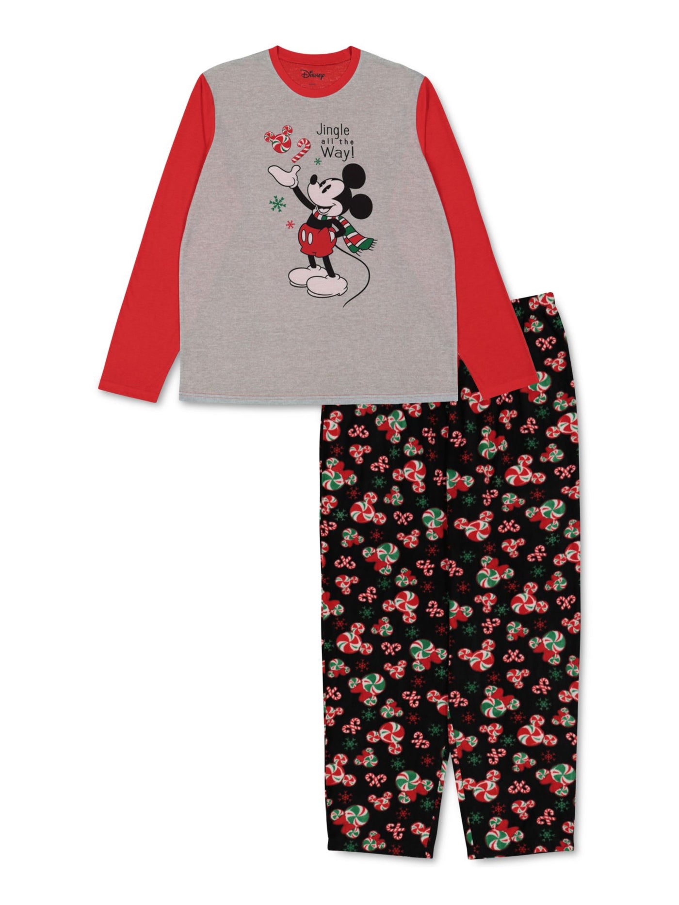 HYBRID APPAREL Womens Black Printed Top Elastic Band Straight leg Pants Pajamas S