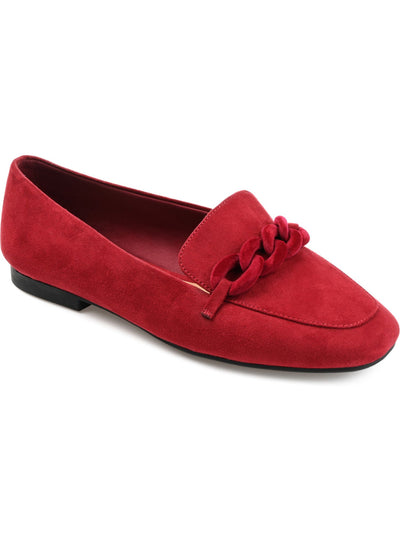 JOURNEE COLLECTION Womens Red Covered Chain Accent Notched Cushioned Cordell Square Toe Slip On Dress Loafers Shoes 11 W