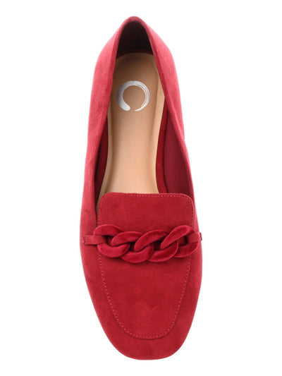 JOURNEE COLLECTION Womens Red Covered Chain Accent Notched Cushioned Cordell Square Toe Slip On Dress Loafers Shoes 11 W