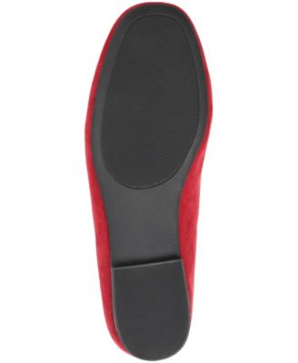 JOURNEE COLLECTION Womens Red Covered Chain Accent Notched Cushioned Cordell Square Toe Slip On Dress Loafers Shoes W