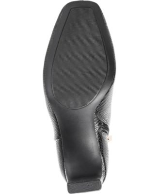 JOURNEE COLLECTION Womens Black Solid Lizzard Center Seam Padded Goring Sarla Square Toe Block Heel Zip-Up Dress Booties
