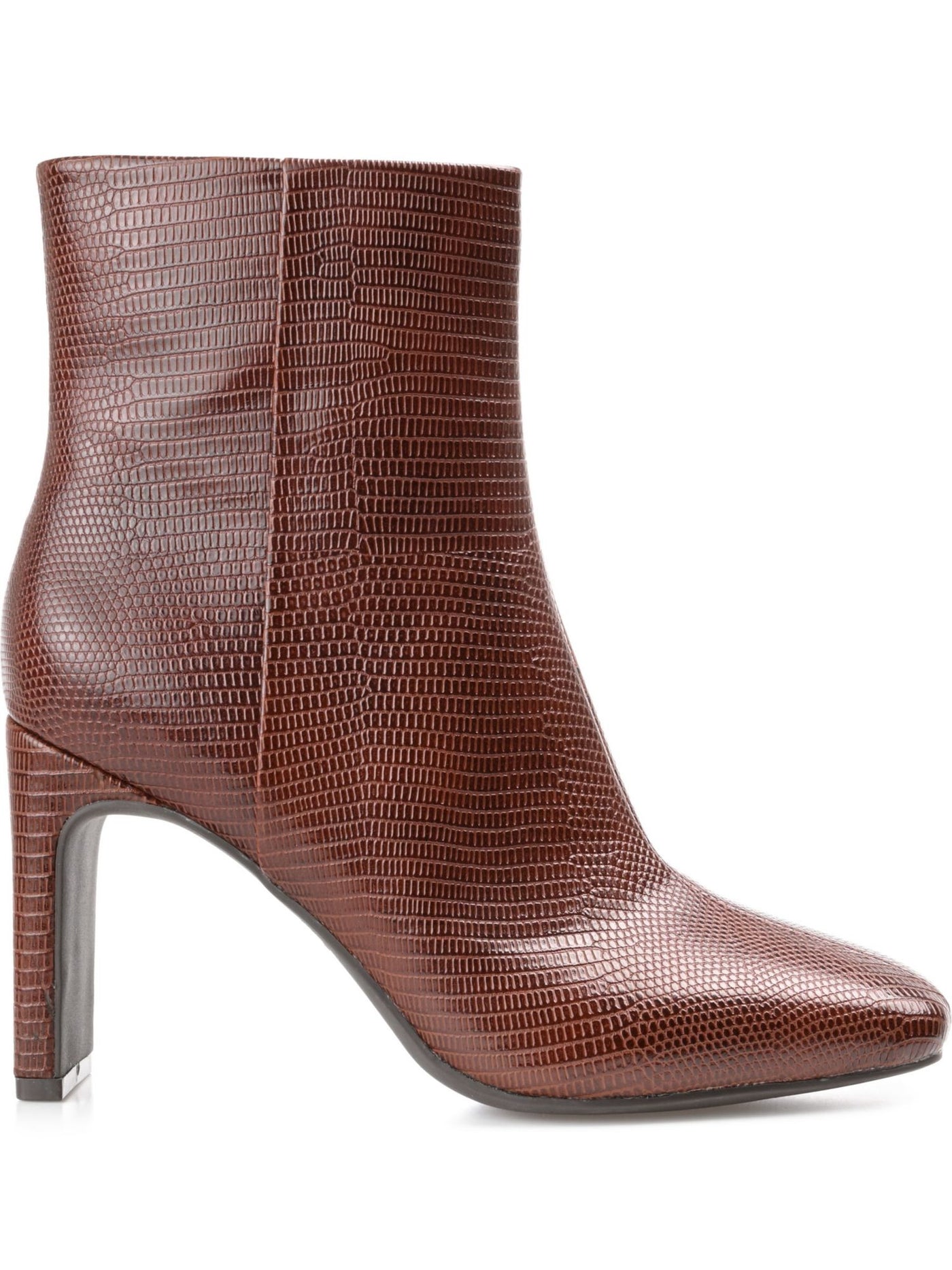 JOURNEE COLLECTION Womens Brown Lizard Comfort Goring Sarla Square Toe Block Heel Zip-Up Booties 9