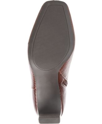 JOURNEE COLLECTION Womens Brown Lizard Comfort Goring Sarla Square Toe Block Heel Zip-Up Booties