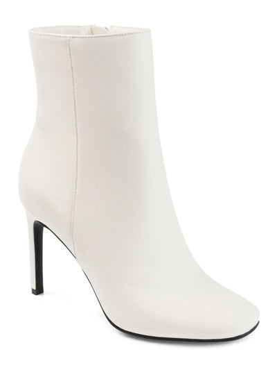 JOURNEE COLLECTION Womens White Comfort Silvy Square Toe Stiletto Zip-Up Dress Booties 8 M