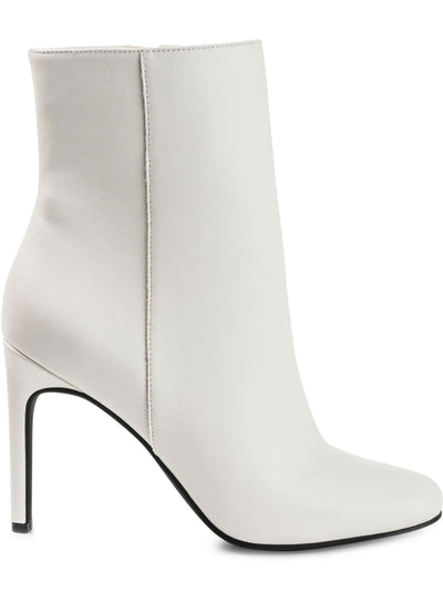 JOURNEE COLLECTION Womens White Comfort Silvy Square Toe Stiletto Zip-Up Dress Booties 7.5 M