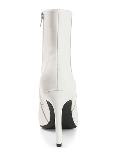 JOURNEE COLLECTION Womens White Comfort Silvy Square Toe Stiletto Zip-Up Dress Booties 7.5 M