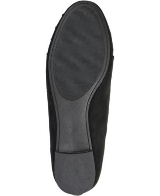 JOURNEE COLLECTION Womens Black Back Pull-Tab Ruched Cushioned Tannya Round Toe Slip On Ballet Flats