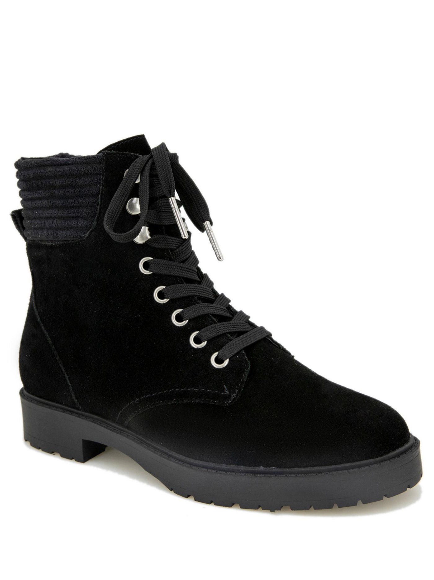 SPLENDID Womens Black Heel Pull-Tab Padded Lug Sole Sadie Round Toe Lace-Up Combat Boots 7 M