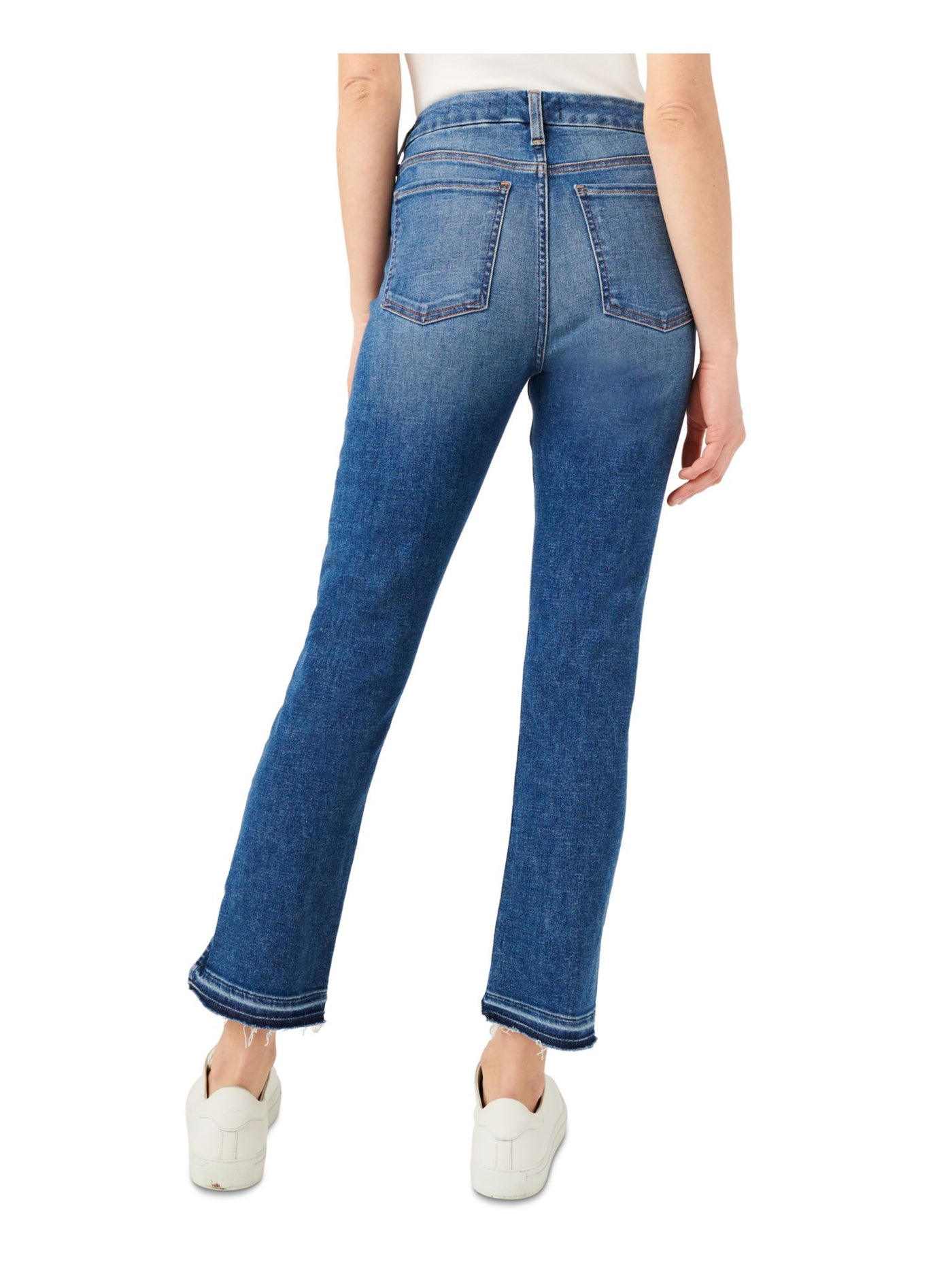 Jen 7 By 7 For All Mankind Womens Blue Denim Zippered Pocketed Slimming Split And Released Hem Straight leg Jeans 18