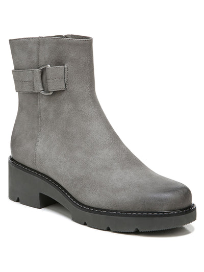 NATURALIZER Womens Gray Strap Detail 1" Platform Water Resistant Padded Carlena Round Toe Block Heel Zip-Up Booties 9 M