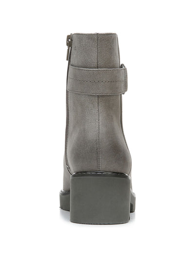 NATURALIZER Womens Gray Strap Detail 1" Platform Water Resistant Padded Carlena Round Toe Block Heel Zip-Up Booties 9 M