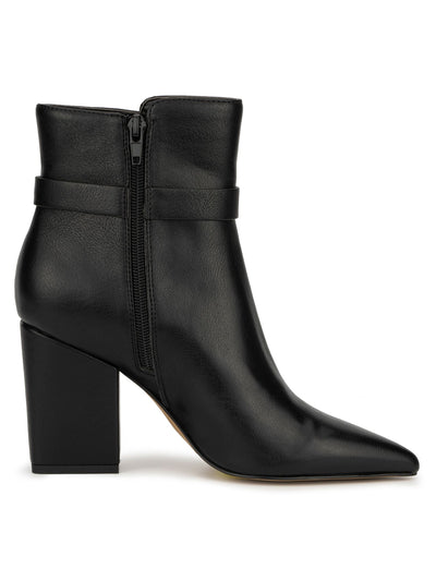 NEW YORK & CO Womens Black Strap Detail Padded Dani Pointed Toe Block Heel Zip-Up Booties 11