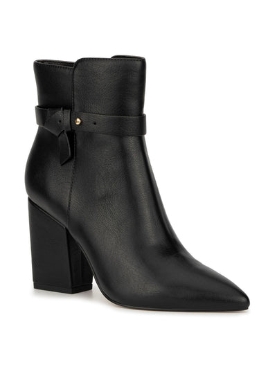 NEW YORK & CO Womens Black Strap Detail Padded Dani Pointed Toe Block Heel Zip-Up Booties 11