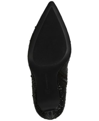 INC Womens Black Rhinestone Arch Support Reisa Pointed Toe Stiletto Zip-Up Dress Booties M