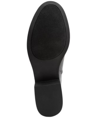 KAREN SCOTT Womens Gray Buckle Accent Asymmetrical  Wide Calf Croc Accent Cushioned Goring Leandraa Almond Toe Block Heel Zip-Up Dress Riding Boot W