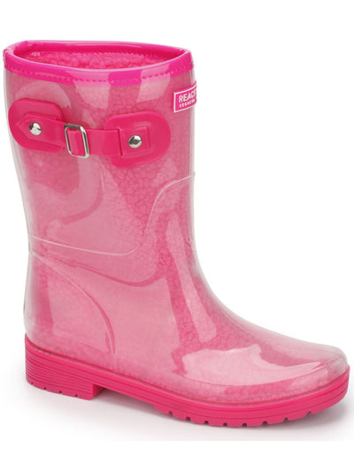 REACTION KENNETH COLE Womens Pink Lug Sole Water Resistant Round Toe Buckle Rain Boots 6 M