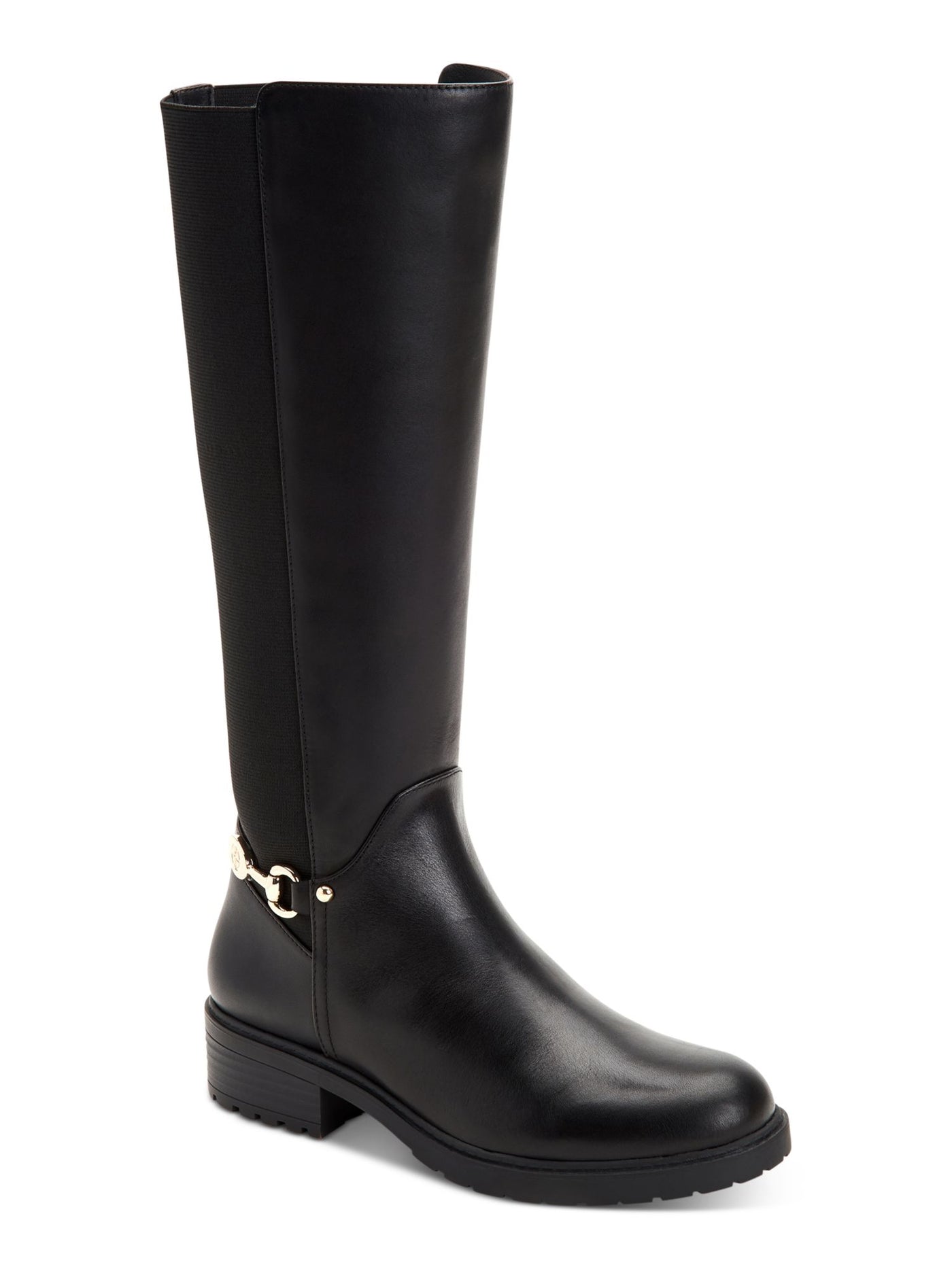 GIANI BERNINI Womens Black Buckle Accent Barnibee Round Toe Block Heel Zip-Up Riding Boot 6.5 M