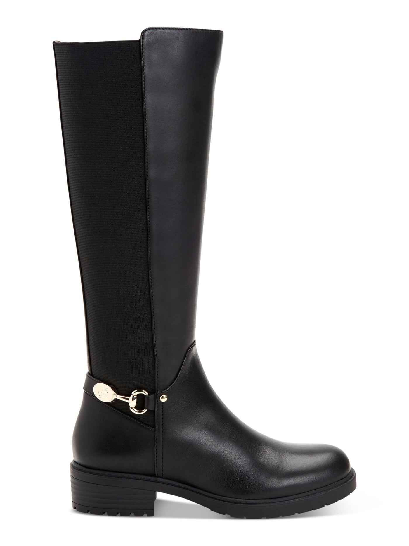 GIANI BERNINI Womens Black Buckle Accent Barnibee Round Toe Block Heel Zip-Up Riding Boot 6.5 M