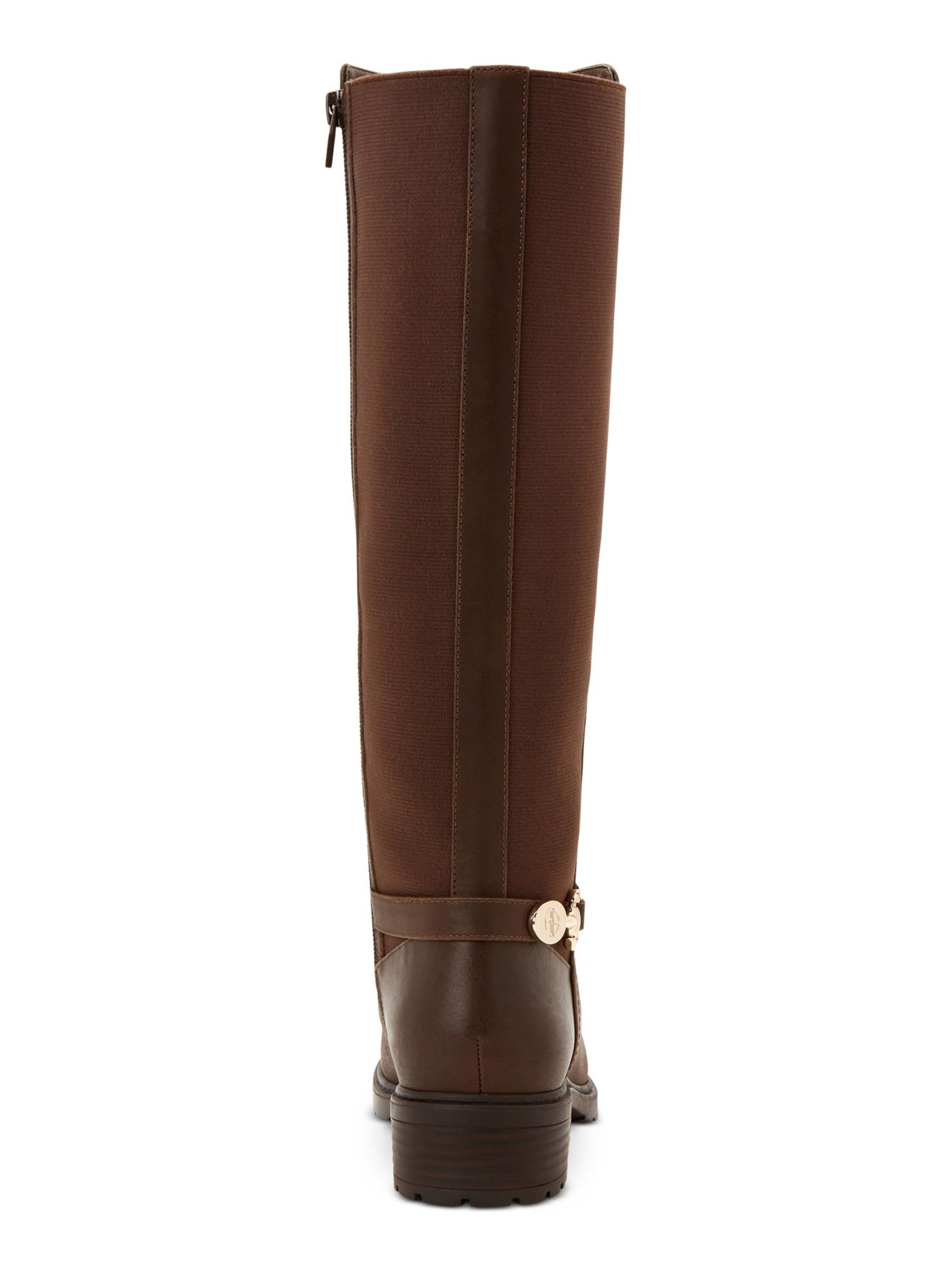 GIANI BERNINI Womens Brown Buckle Accent Barnibee Round Toe Block Heel Zip-Up Leather Riding Boot 7.5 M