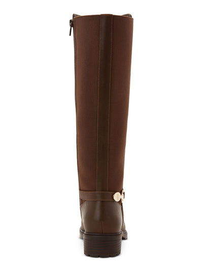 GIANI BERNINI Womens Brown Buckle Accent Barnibee Round Toe Block Heel Zip-Up Leather Riding Boot 6.5 M