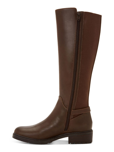 GIANI BERNINI Womens Brown Buckle Accent Barnibee Round Toe Block Heel Zip-Up Leather Riding Boot 7.5 M