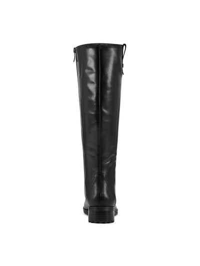 EASY SPIRIT Womens Black Crocodile Zipper Accent Water Resistant Rhonda Round Toe Block Heel Leather Riding Boot 11 M