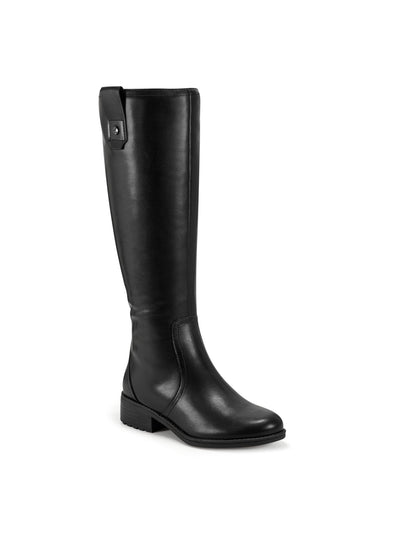 EASY SPIRIT Womens Black Zipper Accent Water Resistant Rhonda Round Toe Block Heel Leather Riding Boot 8.5 M