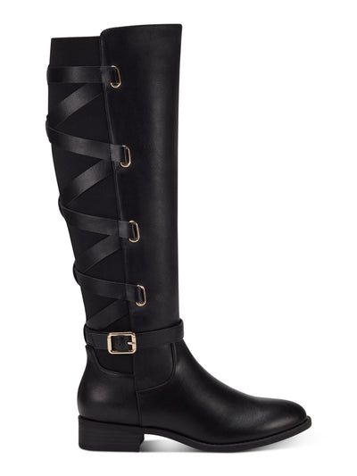 THALIA SODI Womens Black Padded Buckle Accent Goring Veronika Round Toe Block Heel Zip-Up Riding Boot 6.5 W