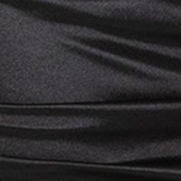 DEAR MOON Womens Black Stretch Ruched Zippered Tie Detail Front Square Back Cap Sleeve Sweetheart Neckline Short Party Body Con Dress