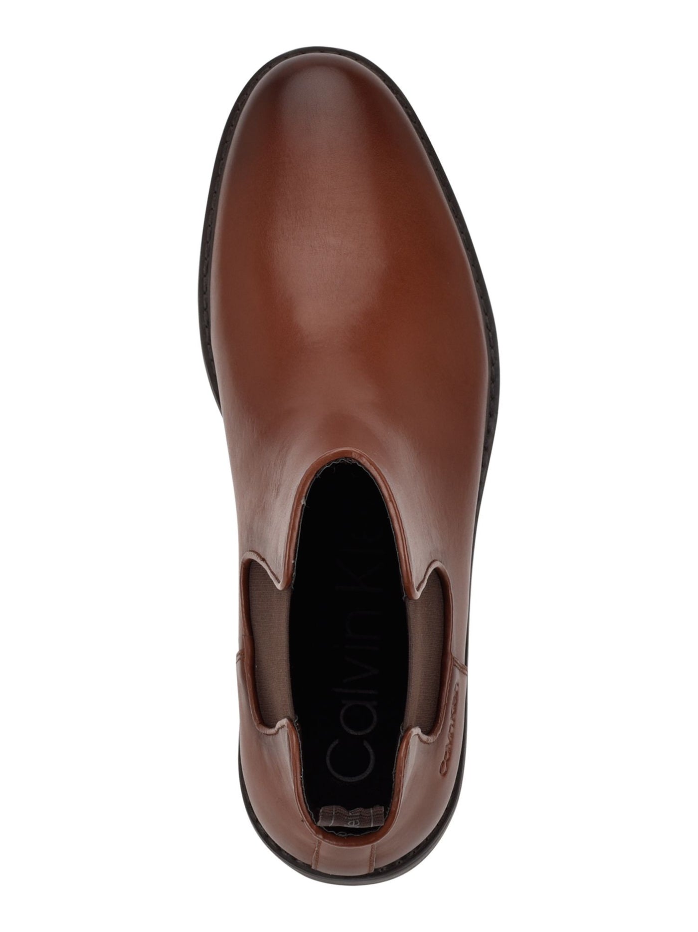 CALVIN KLEIN Mens Brown Pull Tab Goring Cushioned Fenwick Round Toe Block Heel Leather Chelsea 12 M