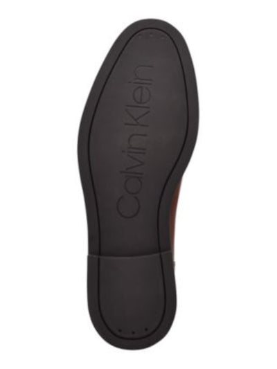 CALVIN KLEIN Mens Brown Pull Tab Goring Cushioned Fenwick Round Toe Block Heel Chelsea Boot
