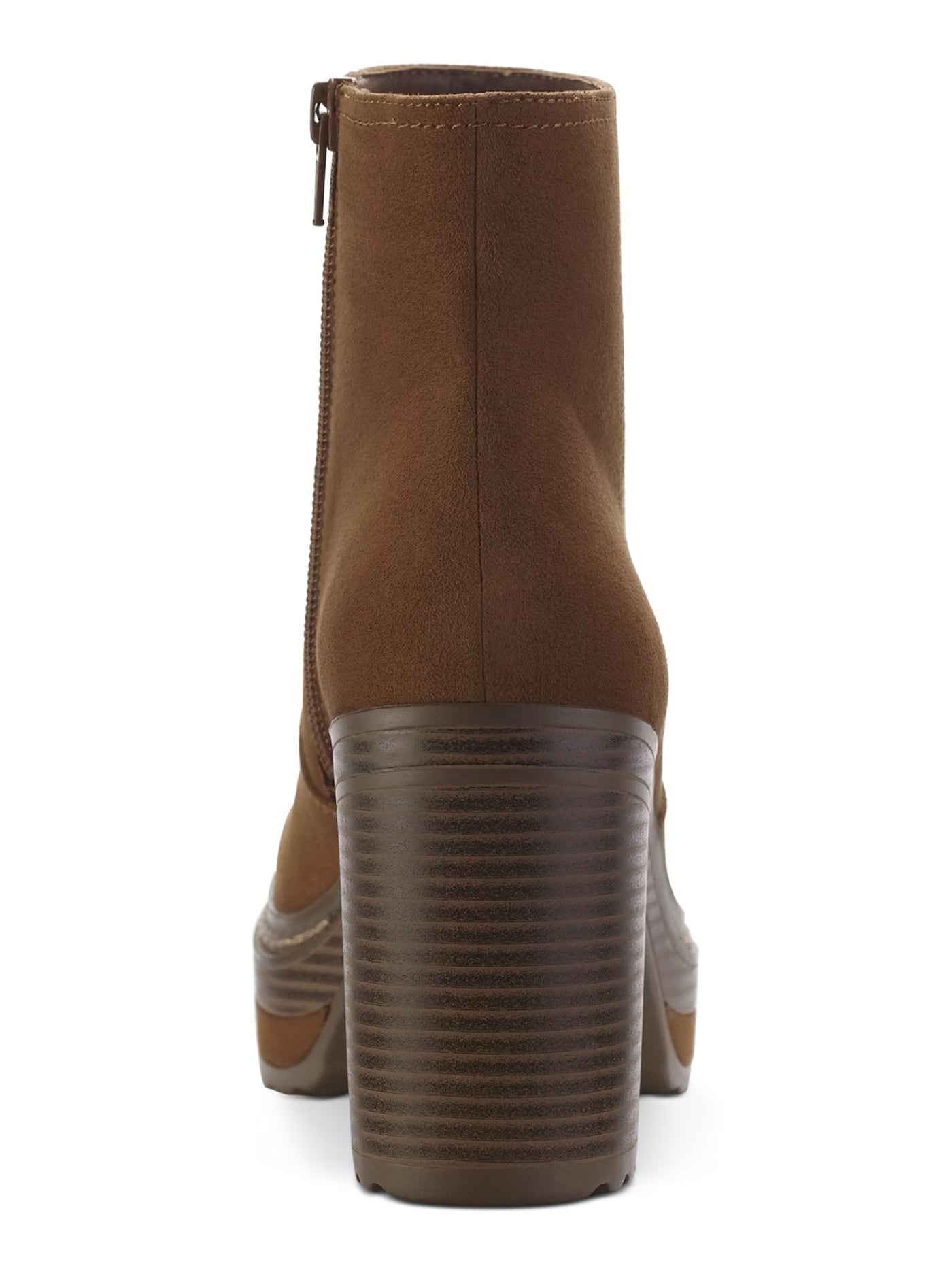 SUN STONE Womens Brown 1.5 Platform Cushioned Kiinsley Round Toe Block Heel Zip-Up Booties 5 M