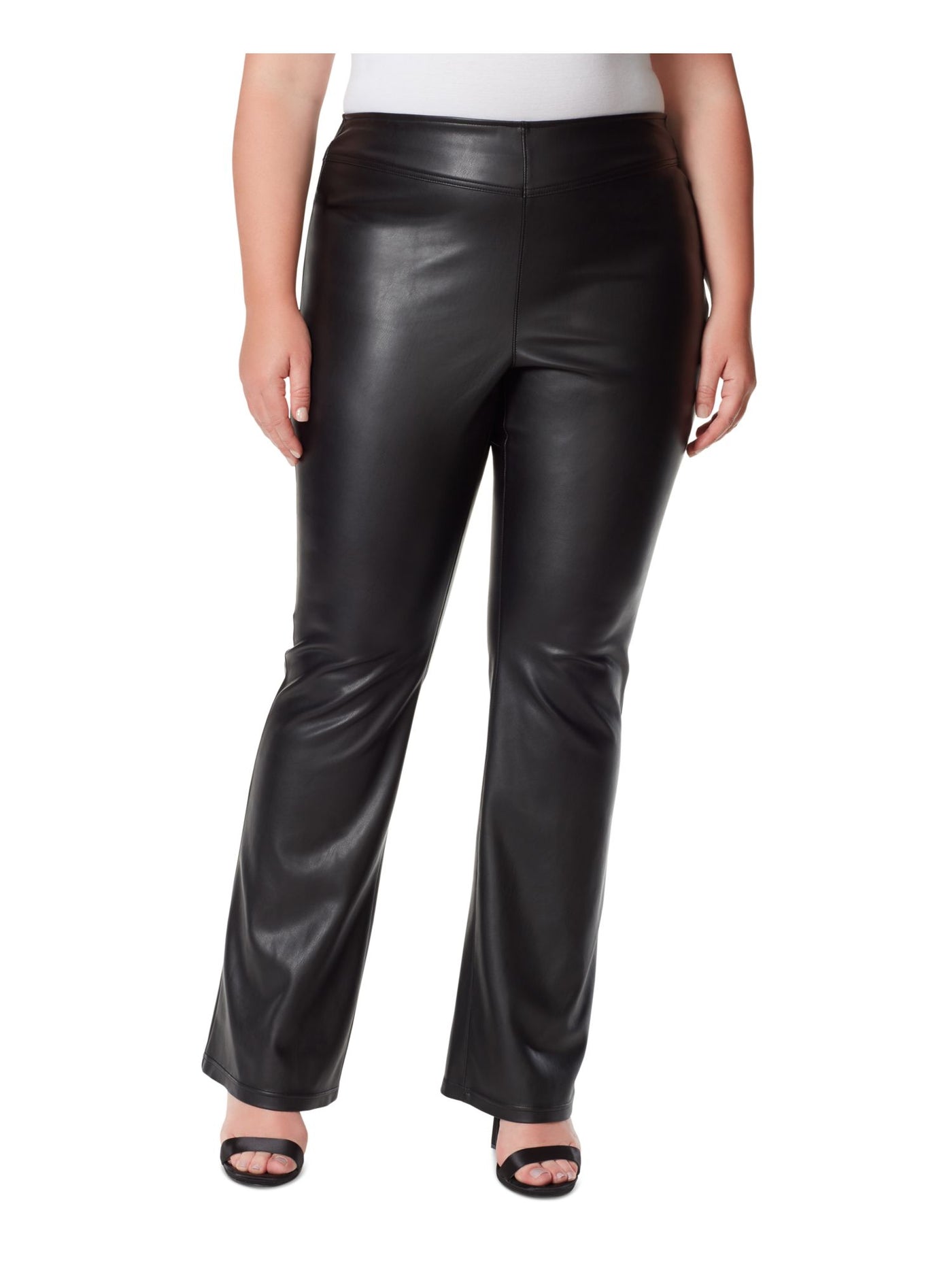 JESSICA SIMPSON Womens Black Stretch Pocketed Unlined Elastic Waist Pull On Cocktail Flare Pants Plus 22W