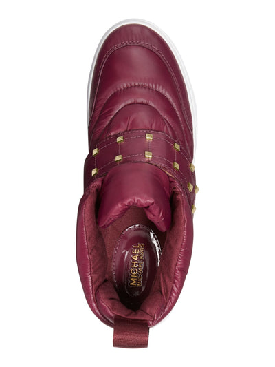 MICHAEL MICHAEL KORS Womens Burgundy Studded Strap Back Pull-Tab Quilted Cushioned Stirling Round Toe Platform Sneakers Shoes 6 M