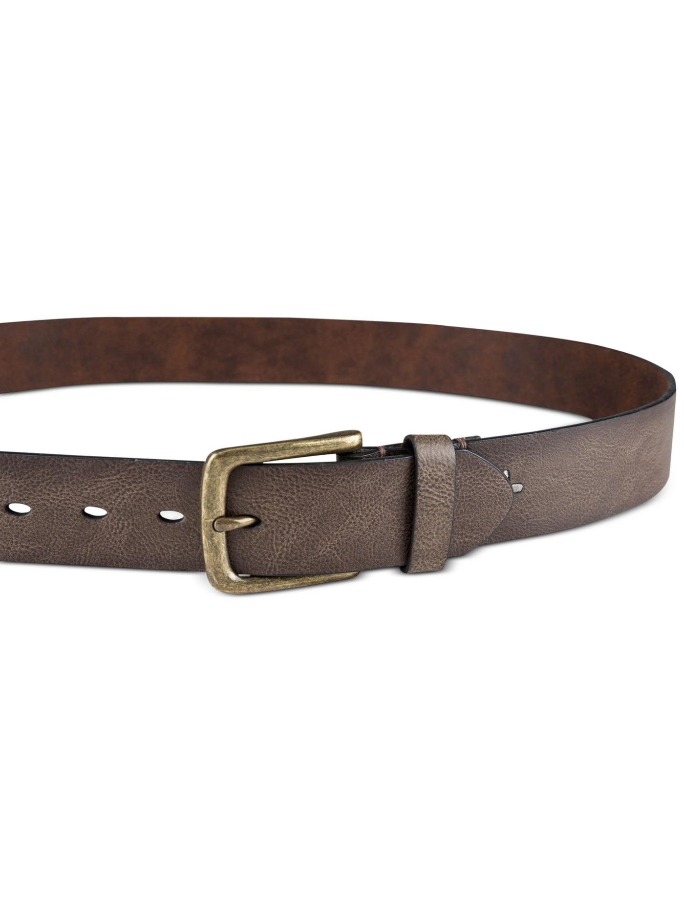 SUN STONE Mens Brown Embroidered Logo Faux Leather Casual Belt M 34-36