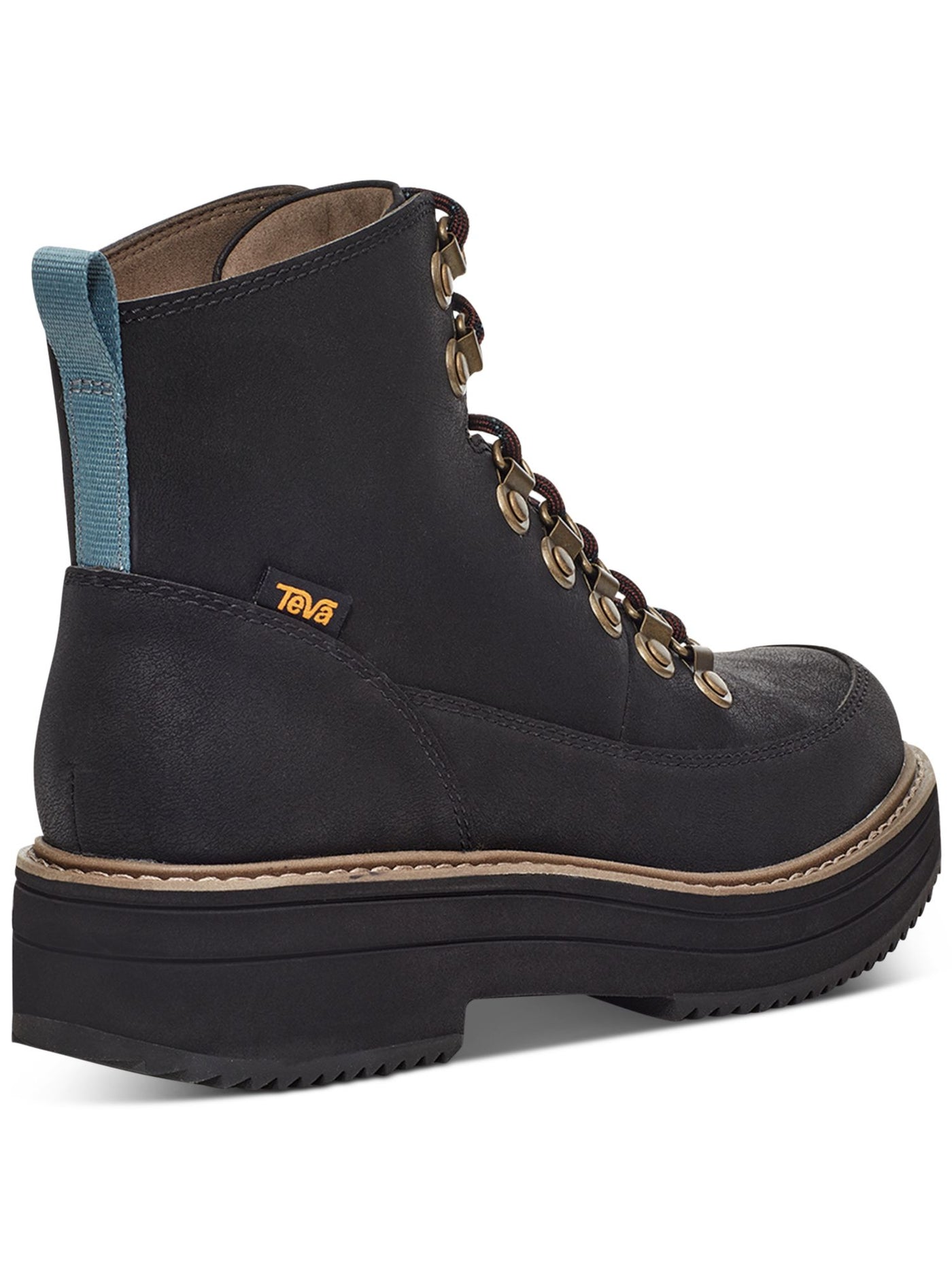 TEVA Womens Black 1" Platform Arch Support Cushioned Midform Round Toe Block Heel Lace-Up Booties 8.5