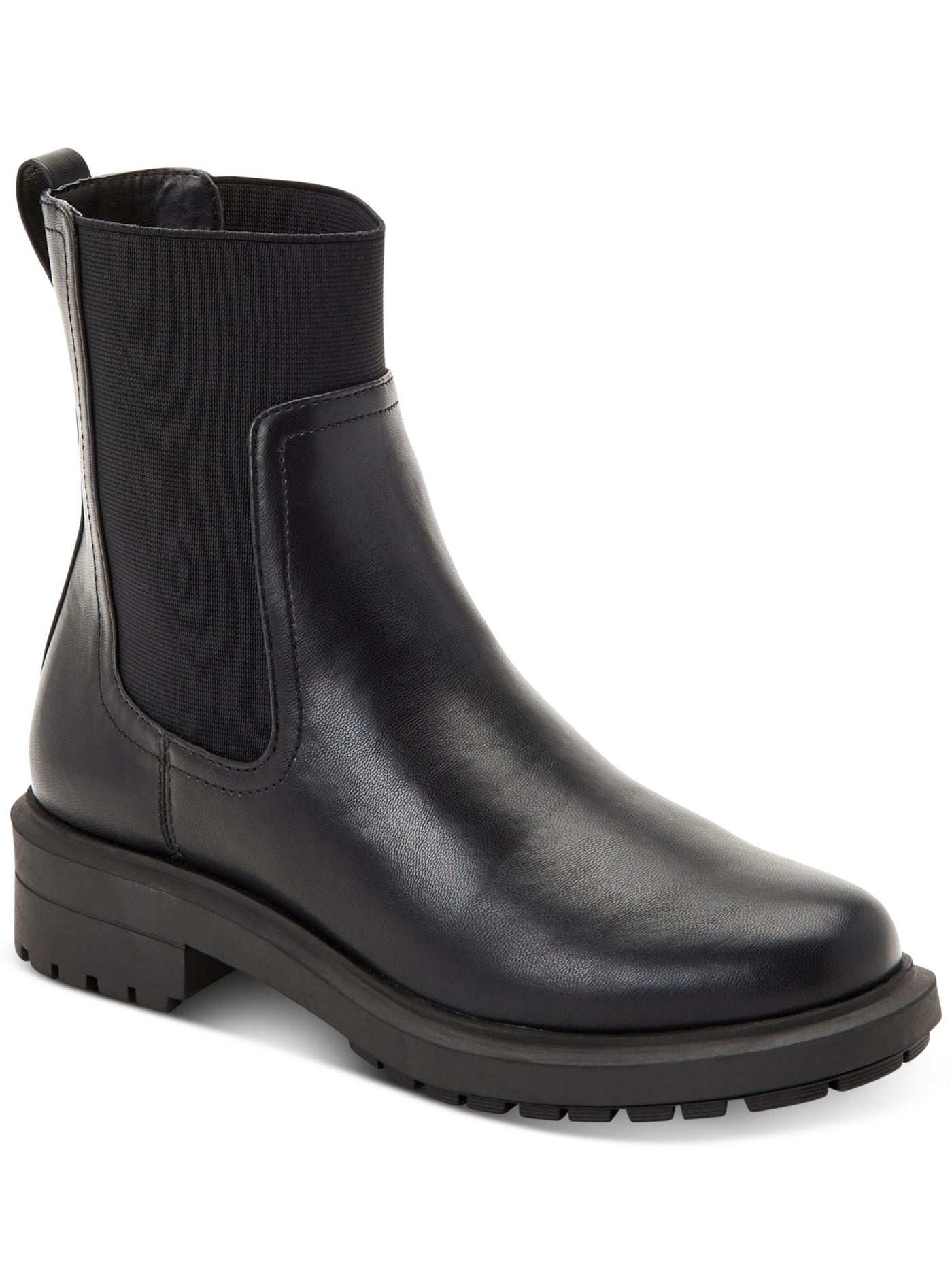 ALFANI Womens Black Heel Pull-Tab Goring Lug Sole Tackoma Round Toe Block Heel Chelsea Boot 5.5 M