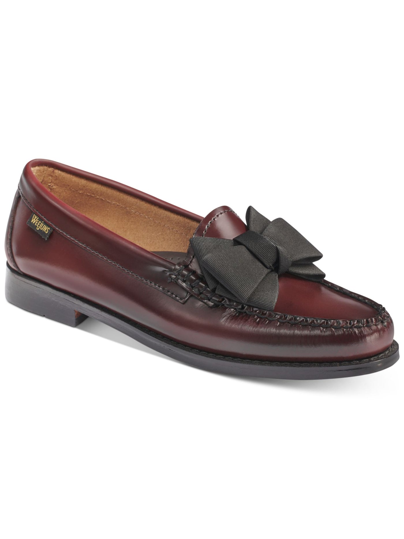 G.H. BASS Womens Burgundy Padded Bow Accent Arch Support Lillian Almond Toe Slip On Leather Loafers Shoes 5.5 M