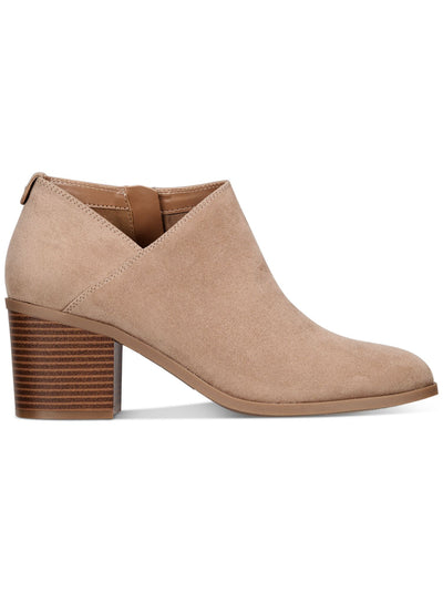 STYLE & COMPANY Womens Light Taupe Beige Asymmetrical V-Notch Cutout Padded Felaa Round Toe Block Heel Zip-Up Booties 9 M