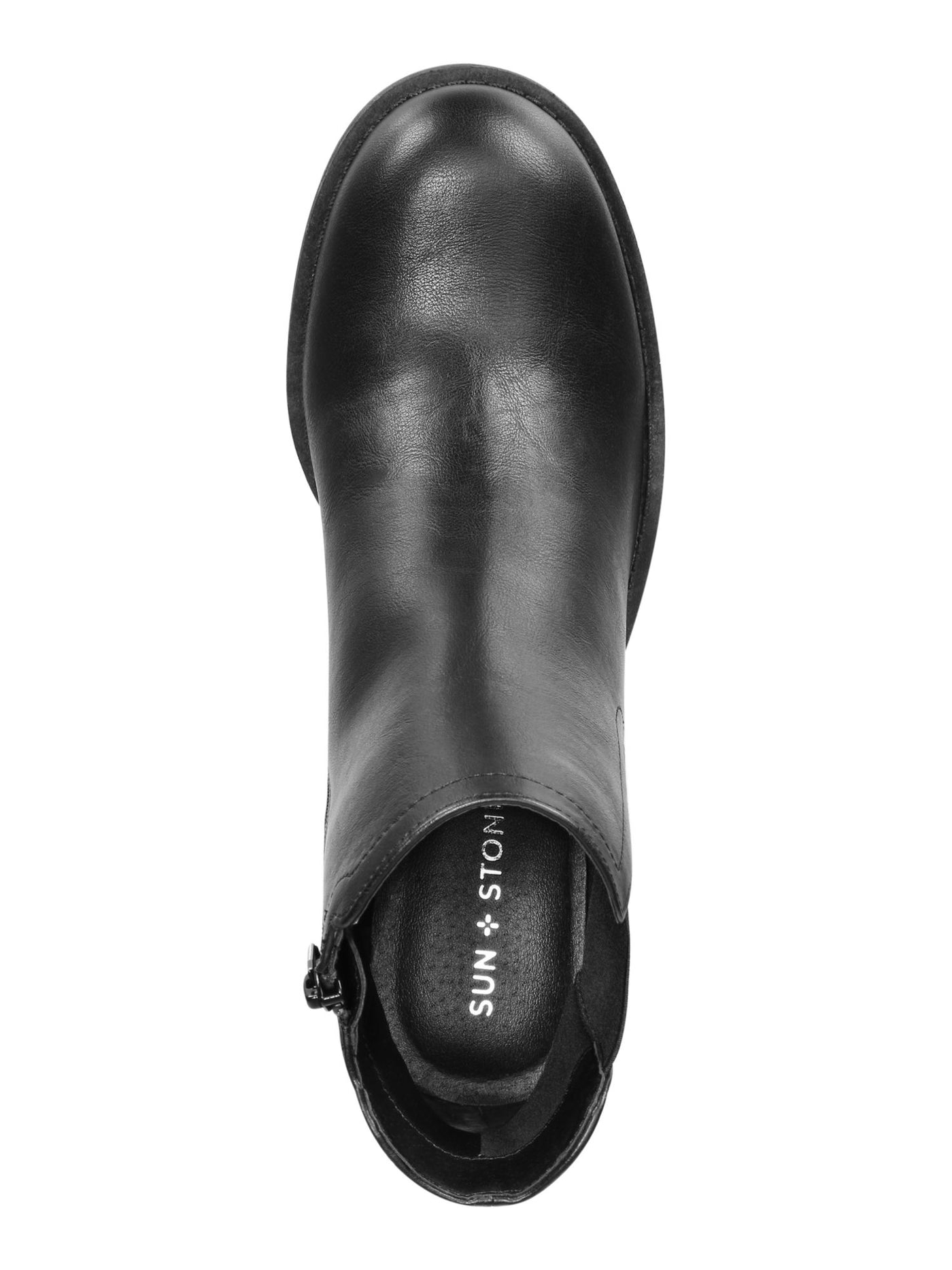 SUN STONE Womens Black Padded Goring Lug Sole Morghan Round Toe Block Heel Zip-Up Booties 5 M