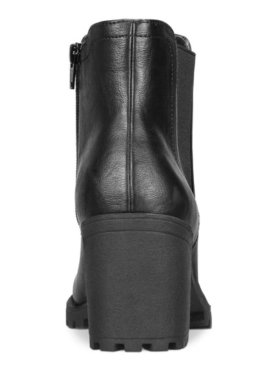 SUN STONE Womens Black Padded Goring Lug Sole Morghan Round Toe Block Heel Zip-Up Booties 6 M